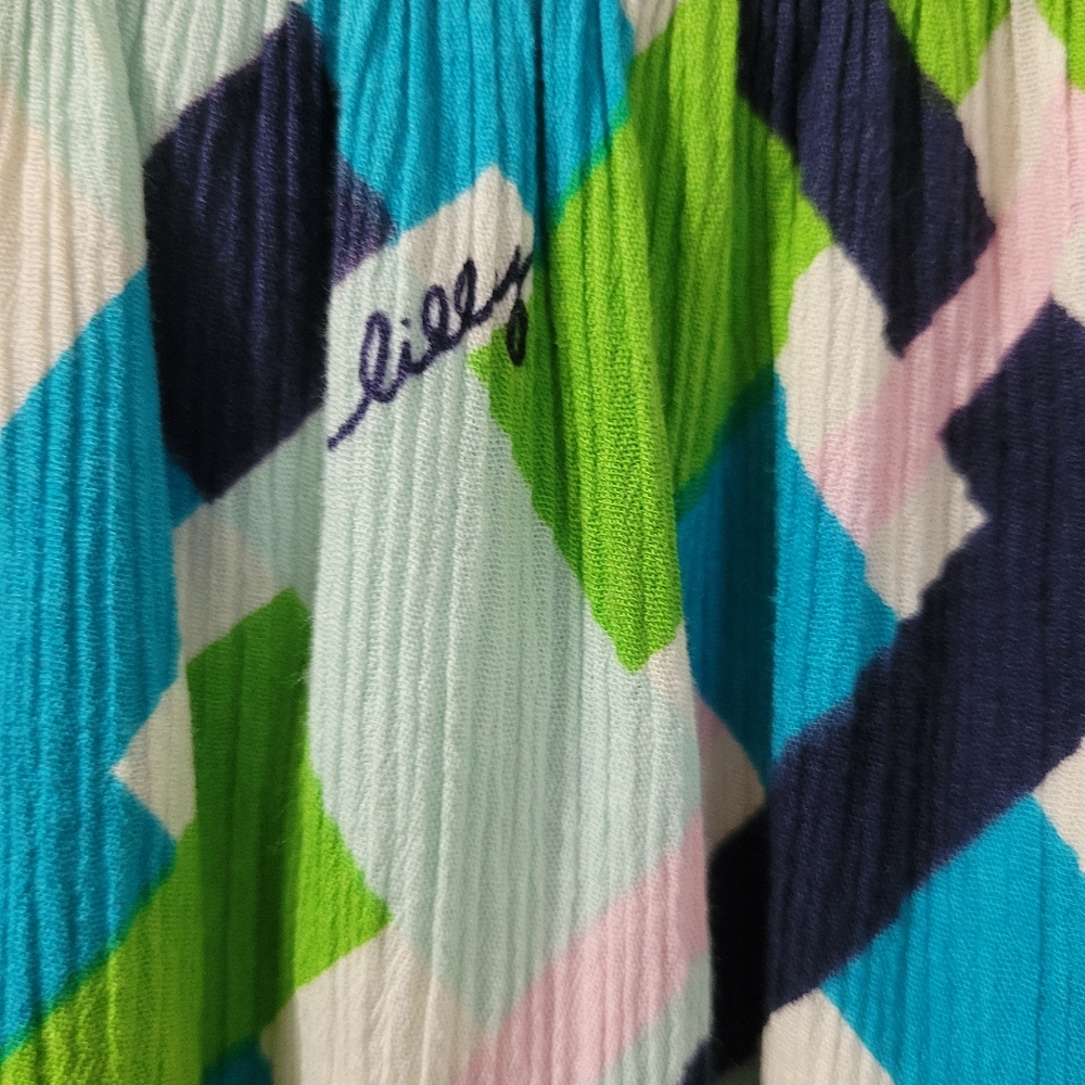 Lilly Pulitzer Geometric pattern signature Cotton fabric Summer mini dress sz 6 - Picture 5 of 12